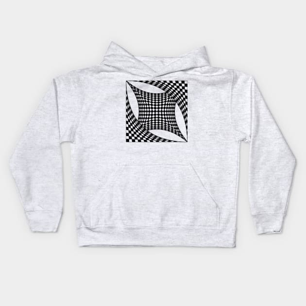 Twisted chessboard, geometric, 3d optical illusion Kids Hoodie by TyneDesigns